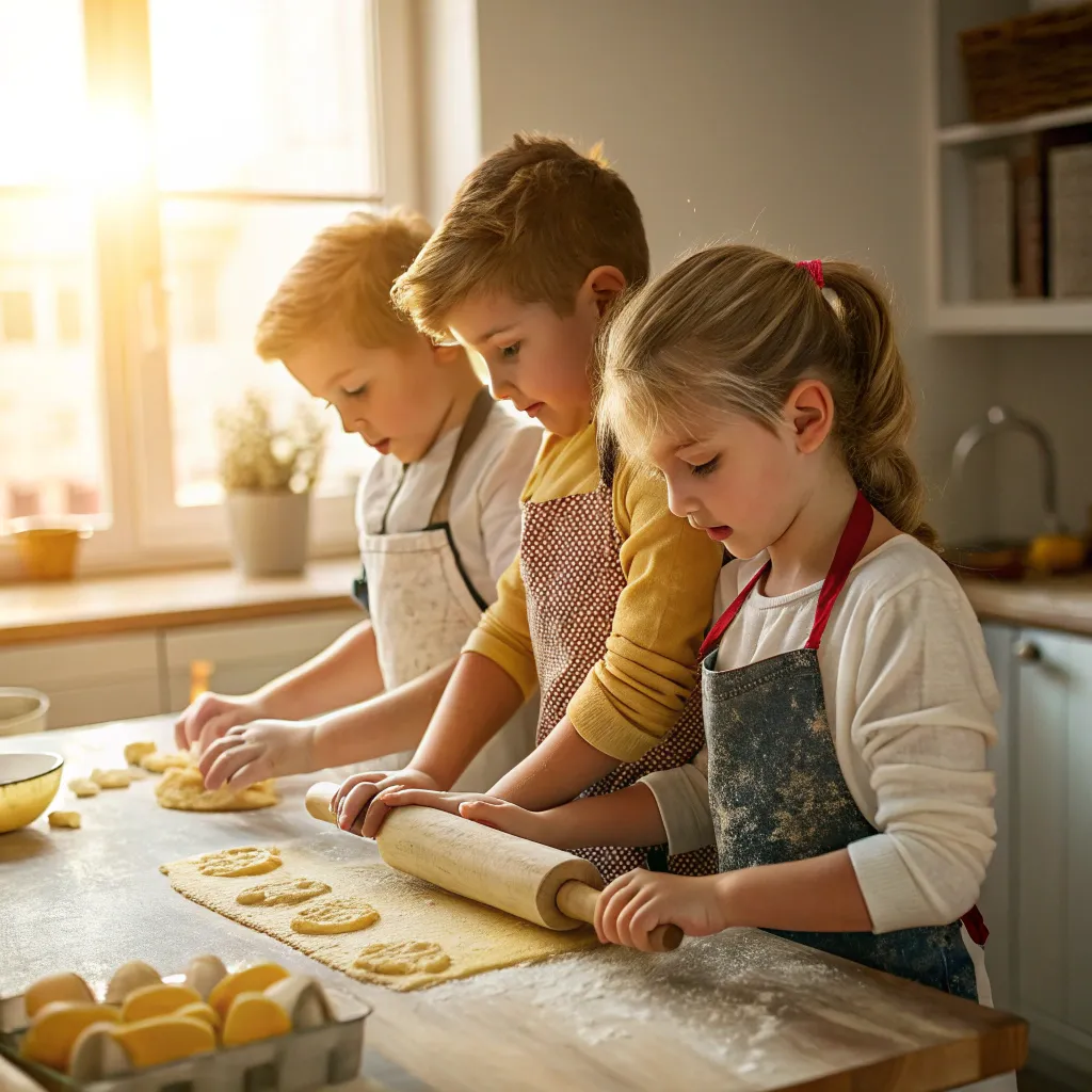 Kids making pasta
